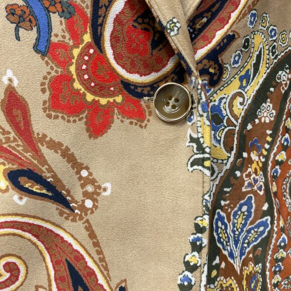 Chicos Womens Size 00 Topper Paisley Print Faux Suede Rattan Coat - Picture 8 of 9